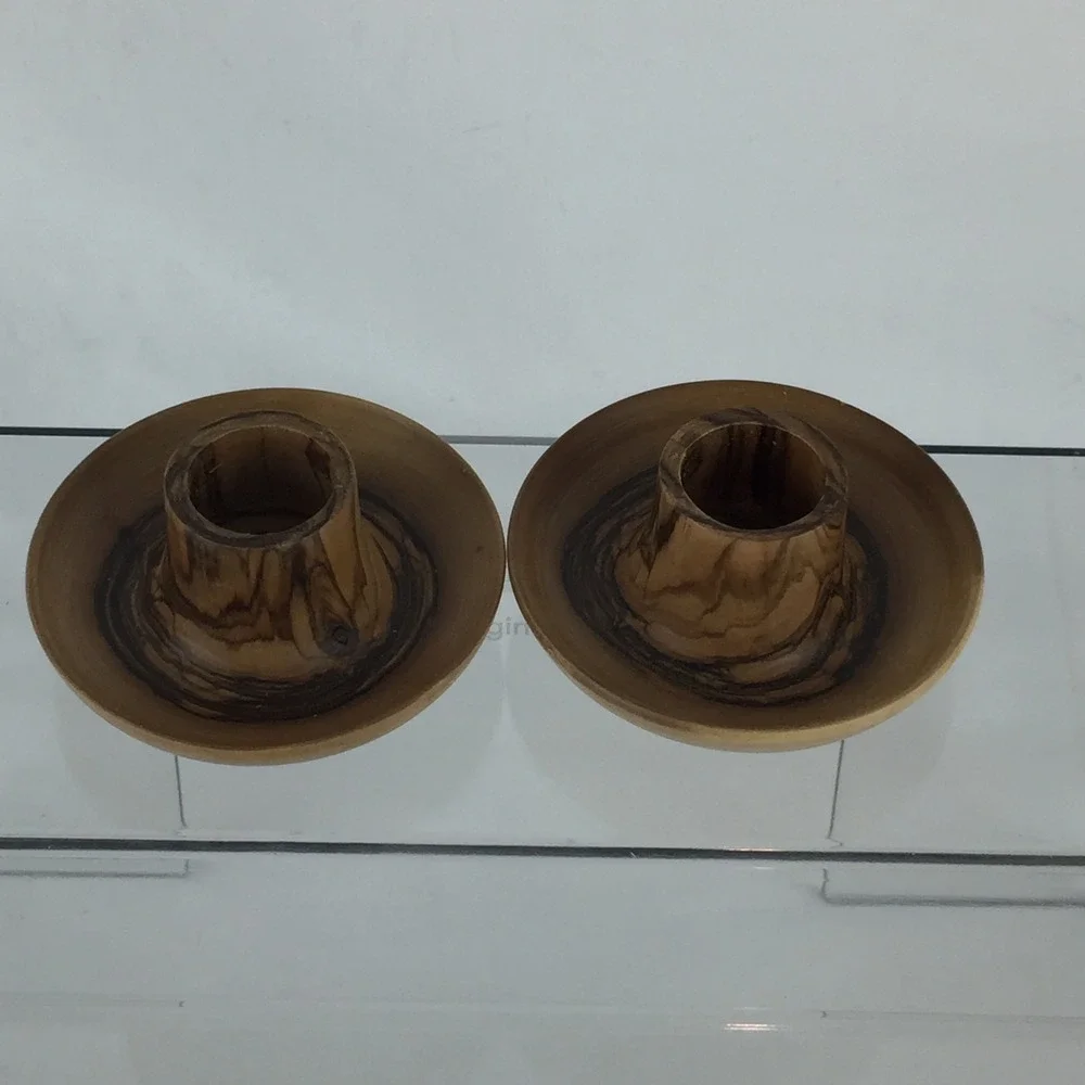 Handmade Wood Tapered Candle Holders 2.5